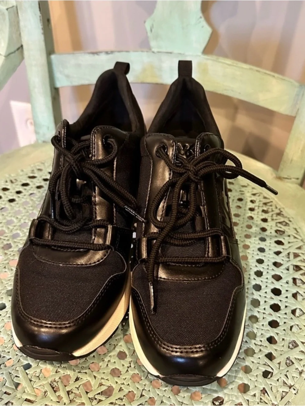 Michael Kors Black and White Platform Sneakers